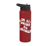 Retro Groovy Im Ai Doing Ai Things Funny Mother's Day Stainless Steel Insulated Water Bottle