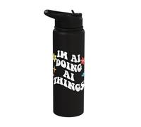 Retro Groovy Im Ai Doing Ai Things Funny Mother's Day Stainless Steel Insulated Water Bottle