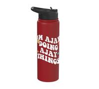 Retro Groovy Im Ajay Doing Ajay Things Funny Mother's Day Stainless Steel Insulated Water Bottle