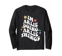 Retro Groovy Im Arlie Doing Arlie Things Funny Mother's Day Long Sleeve T-Shirt