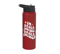 Retro Groovy Im Basia Doing Basia Things Funny Mother's Day Stainless Steel Insulated Water Bottle
