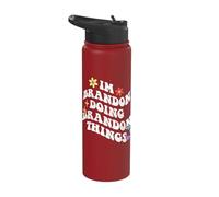 Retro Groovy Im Brandon Doing Brandon Things Funny Mother's Stainless Steel Insulated Water Bottle