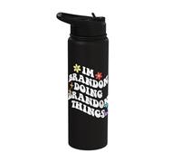 Retro Groovy Im Brandon Doing Brandon Things Funny Mother's Stainless Steel Insulated Water Bottle