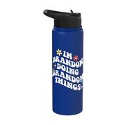 Retro Groovy Im Brandon Doing Brandon Things Funny Mother's Stainless Steel Insulated Water Bottle