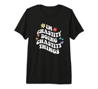 Retro Groovy Im Chastity Doing Chastity Things Funny Premium T-Shirt