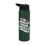 Retro Groovy Im Cheryll Doing Cheryll Things Funny Mother's Stainless Steel Insulated Water Bottle