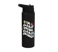 Retro Groovy Im Claris Doing Claris Things Funny Mother's Stainless Steel Insulated Water Bottle