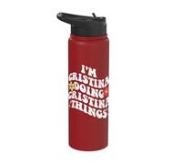 Retro Groovy Im Cristina Doing Cristina Things Funny Stainless Steel Insulated Water Bottle