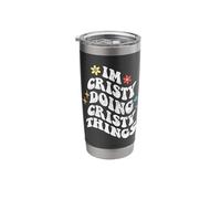 Retro Groovy Im Cristy Doing Cristy Things Funny Mother's Stainless Steel Insulated Tumbler