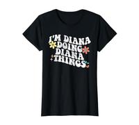 Retro Groovy Im Diana Doing Diana Things Funny Mother's Day Value Graphic T-Shirt, Women, Black, M