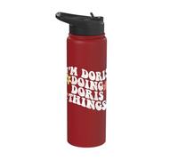 Retro Groovy Im Doris Doing Doris Things Funny Mother's Day Stainless Steel Insulated Water Bottle