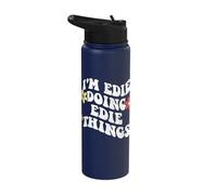 Retro Groovy Im Edie Doing Edie Things Funny Mother's Day Stainless Steel Insulated Water Bottle