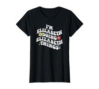 Retro Groovy Im Elizabeth Doing Elizabeth Things Funny Value Graphic T-Shirt, Women, Black, XL