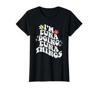 Retro Groovy Im Euna Doing Euna Things Funny Mother's Day Value Graphic T-Shirt, Women, Black, L
