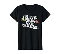 Retro Groovy Im Evie Doing Evie Things Funny Mother's Day Value Graphic T-Shirt, Women, Black, L
