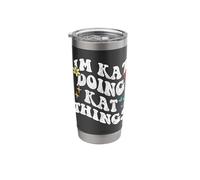 Retro Groovy Im Kat Doing Kat Things Funny Mother's Day Stainless Steel Insulated Tumbler