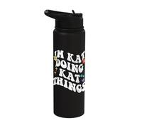 Retro Groovy Im Kat Doing Kat Things Funny Mother's Day Stainless Steel Insulated Water Bottle