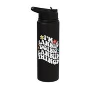 Retro Groovy Im Lannie Doing Lannie Things Funny Mother's Stainless Steel Insulated Water Bottle