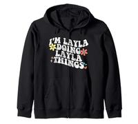 Retro Groovy Im LAYLA Doing LAYLA Things Funny Mother's Day Zip Hoodie