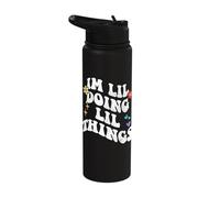Retro Groovy Im Lil Doing Lil Things Funny Mother's Day Stainless Steel Insulated Water Bottle