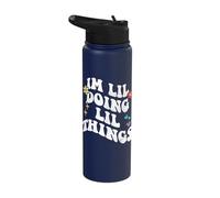 Retro Groovy Im Lil Doing Lil Things Funny Mother's Day Stainless Steel Insulated Water Bottle
