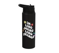 Retro Groovy Im Ling Doing Ling Things Funny Mother's Day Stainless Steel Insulated Water Bottle