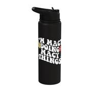 Retro Groovy Im Macy Doing Macy Things Funny Mother's Day Stainless Steel Insulated Water Bottle