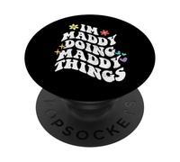Retro Groovy Im Maddy Doing Maddy Things Funny Mother's Day PopSockets Adhesive PopGrip