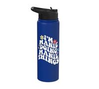 Retro Groovy Im Manie Doing Manie Things Funny Mother's Day Stainless Steel Insulated Water Bottle