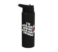 Retro Groovy Im Marjorie Doing Marjorie Things Funny Stainless Steel Insulated Water Bottle