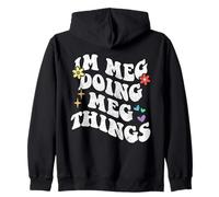 Retro Groovy Im Meg Doing Meg Things Funny Mother's Day Zip Hoodie