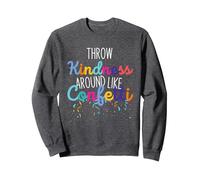Retro Groovy Kindness Art For Men Women Throw Kindness Sweatshirt, Adult Unisex, Dark Heather Grey, X-Large