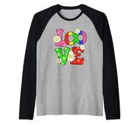 Retro Groovy Love Autism Flower Power Daisy Art Raglan Baseball Tee