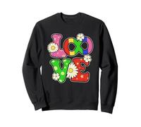 Retro Groovy Love Autism Flower Power Daisy Art Sweatshirt