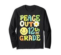 Retro Groovy Peace Out 12th Grade Twelfth Grade Girls Boys Long Sleeve T-Shirt
