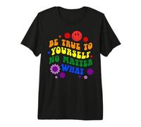 Retro Groovy Rainbow Art with Bold Pride Statement Premium T-Shirt