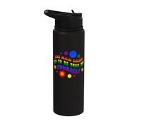 Retro Groovy Rainbow Art with Colorful Flowers for Pride Stainless Steel Insulated Water Bottle