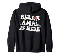 Retro Groovy Relax AMAL Is Here Funny Mother's Day Name Zip Hoodie