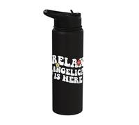 Retro Groovy Relax Angelica is Here Funny Mother's Day Name Stainless Steel Insulated Water Bottle