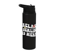 Retro Groovy Relax Berlin is Here Funny Mother's Day Name Stainless Steel Insulated Water Bottle