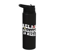 Retro Groovy Relax Calliope is Here Funny Mother's Day Name Stainless Steel Insulated Water Bottle
