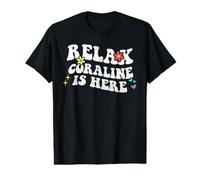 Retro Groovy Relax Coraline is Here Funny Mother's Day Name Value Graphic T-Shirt