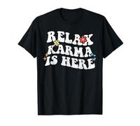 Retro Groovy Relax Karma is Here Funny Mother's Day Name T-Shirt
