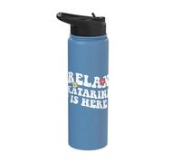 Retro Groovy Relax Katarina is Here Funny Mother's Day Name Stainless Steel Insulated Water Bottle