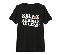 Retro Groovy Relax Khadija is Here Funny Mother's Day Name Premium T-Shirt