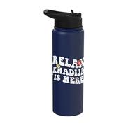 Retro Groovy Relax Khadija is Here Funny Mother's Day Name Stainless Steel Insulated Water Bottle