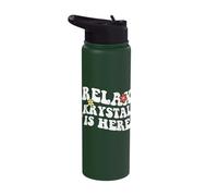 Retro Groovy Relax Krystal is Here Funny Mother's Day Name Stainless Steel Insulated Water Bottle