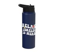 Retro Groovy Relax Lorelei is Here Funny Mother's Day Name Stainless Steel Insulated Water Bottle