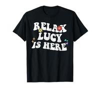 Retro Groovy Relax Lucy is Here Funny Mother's Day Name T-Shirt