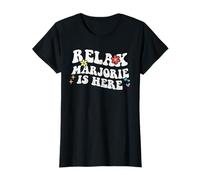 Retro Groovy Relax Marjorie is Here Funny Mother's Day Name T-Shirt